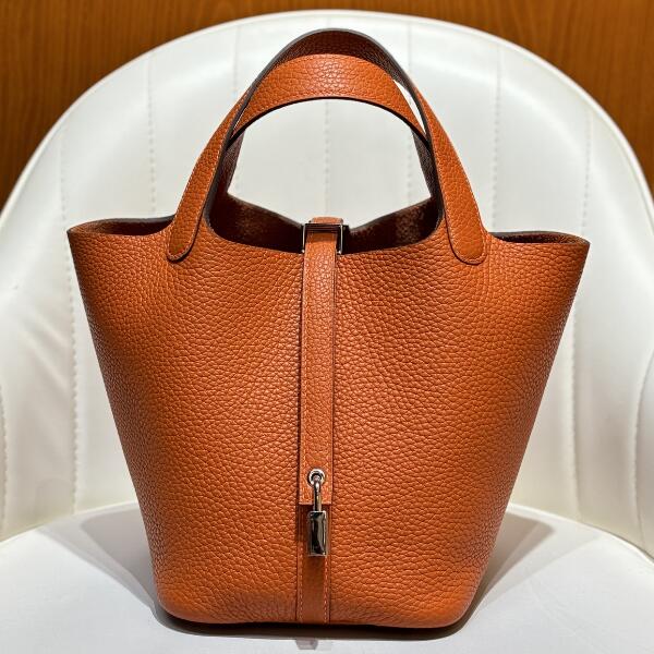 【エルメス HERMES】ピコタンロック18 PM シルバー金具 ハンドバッグ トリヨン クラシックオレンジ(100%手縫い)
